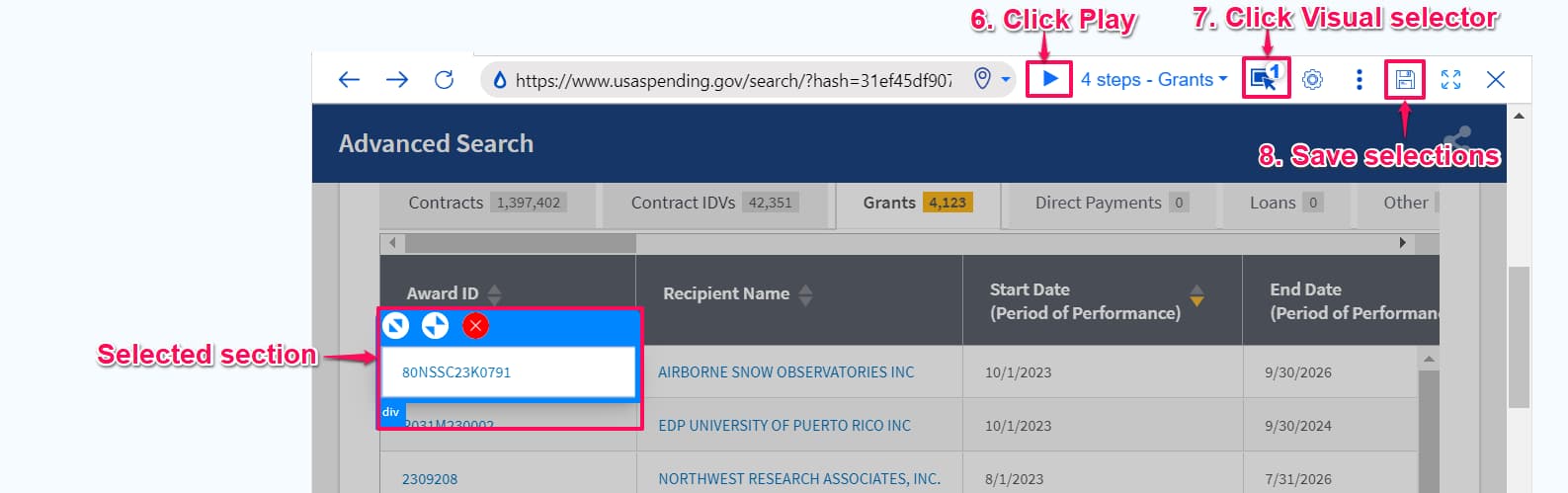 Track USASpending.gov using Distill