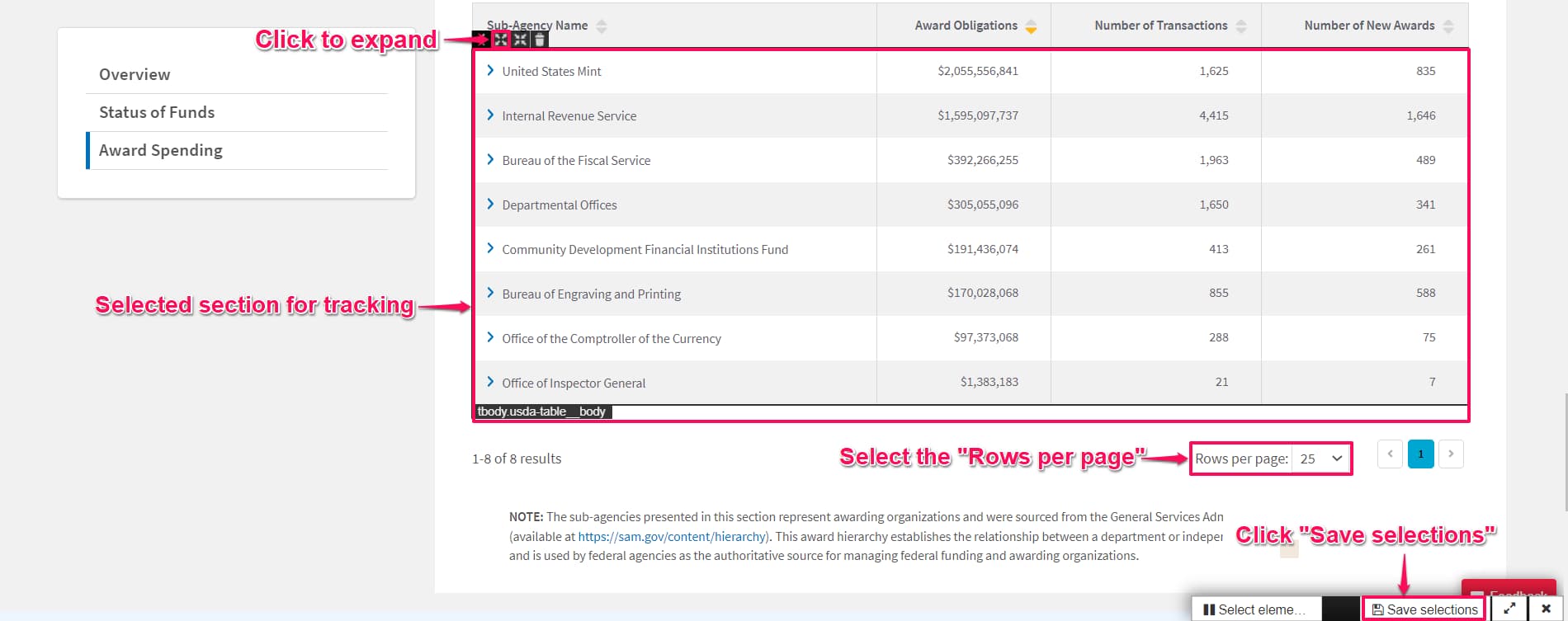 Track USASpending.gov using Distill