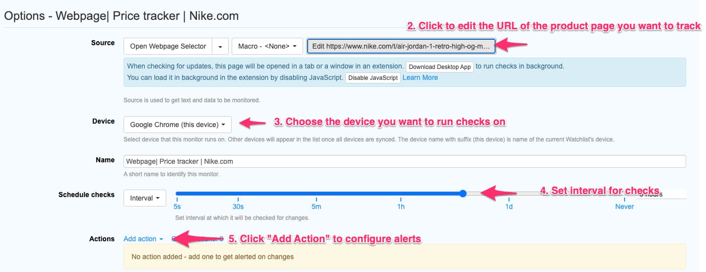 Modify Distill monitor after importing JSON