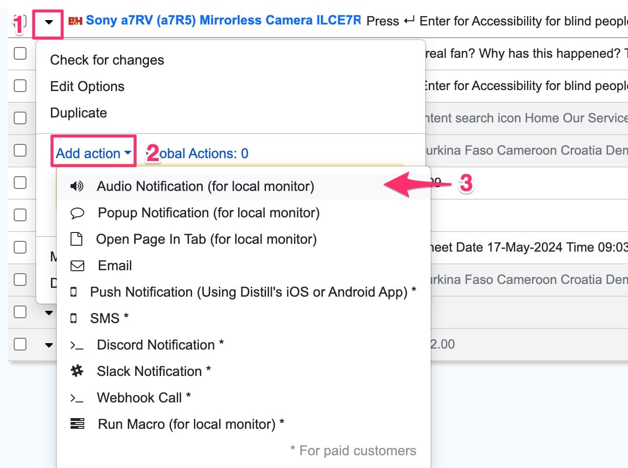 Audio notification - Distill Web Monitor