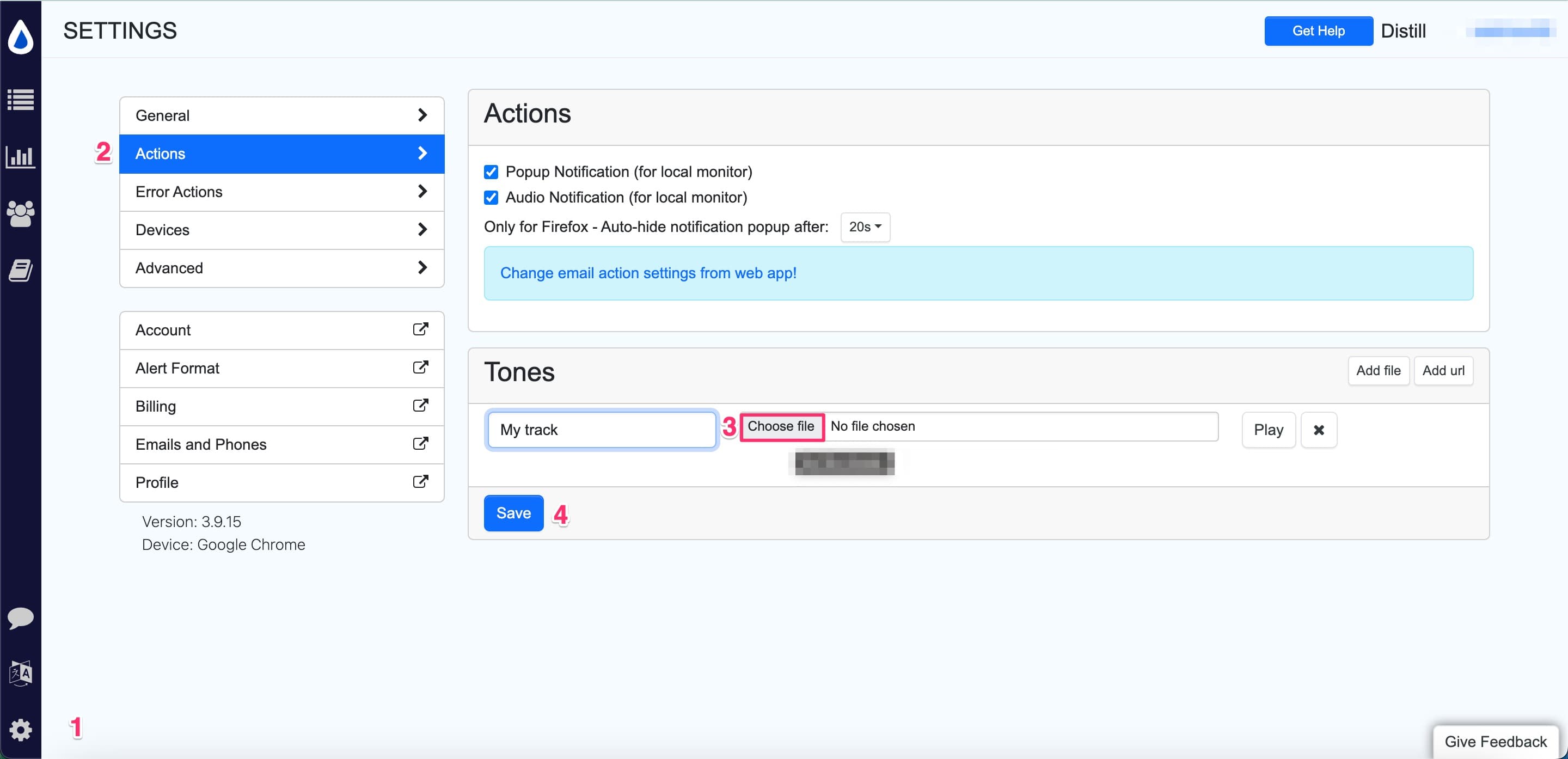 Add custom sound - Distill Web Monitor