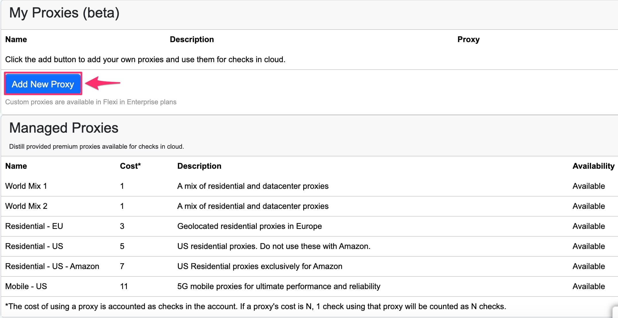 steps to manage proxy from watchlist