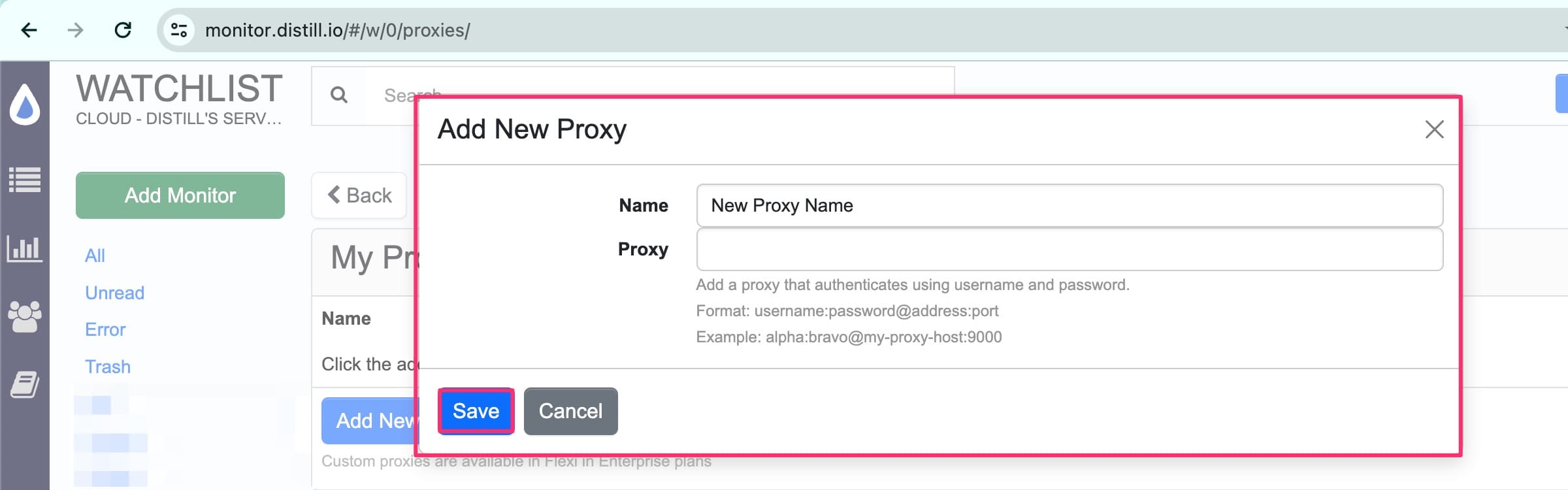 steps to add new proxy